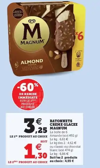 Super U Magnum Batonnets Creme Glacee offre