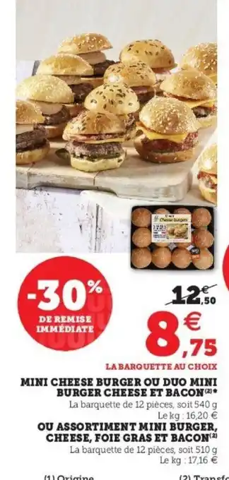 Mini Cheese Burger Ou Duo MIni Burger Cheese Et Bacon