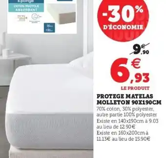 Super U Protege Matelas Molleton 90x190cm offre