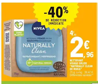 E.Leclerc Naturally Clean de Nivea Nettoyant Visage Solide offre