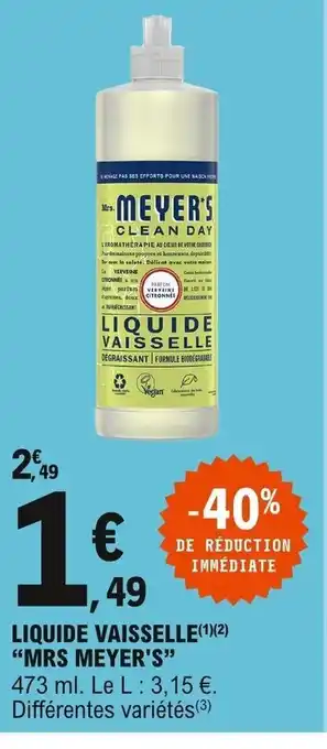 E.Leclerc Mrs Meyer's Liquide Vaisselle offre