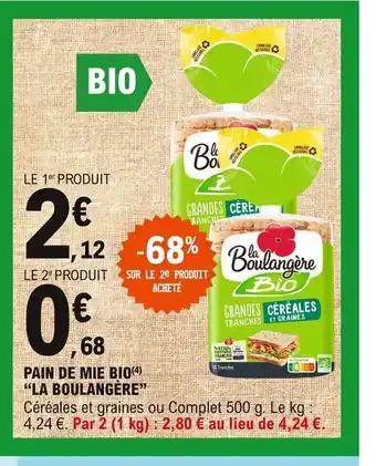 E.Leclerc La Boulangère Pain de Mie Bio offre