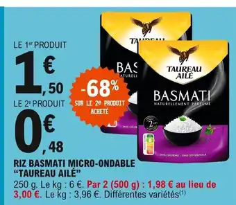 E.Leclerc Taureau Ailé Riz Basmati Micro-Ondable offre
