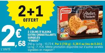 E.Leclerc Findus 2 COlin d'Alaska Extra Croustillants Surgelés offre