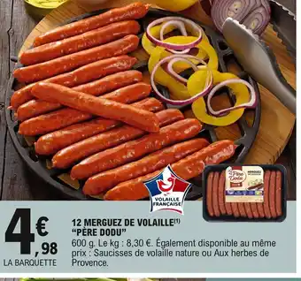 E.Leclerc Père Dodu 12 Merguez de Volaille offre