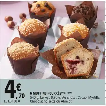 E.Leclerc 6 Muffins Fourrés offre