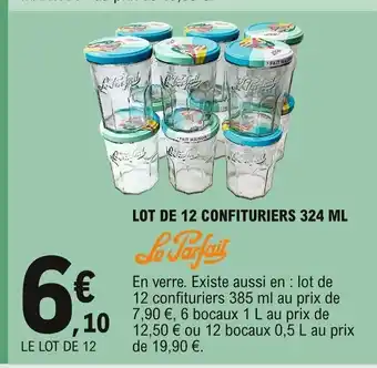 E.Leclerc Lot de 12 Confituriers 324ml offre
