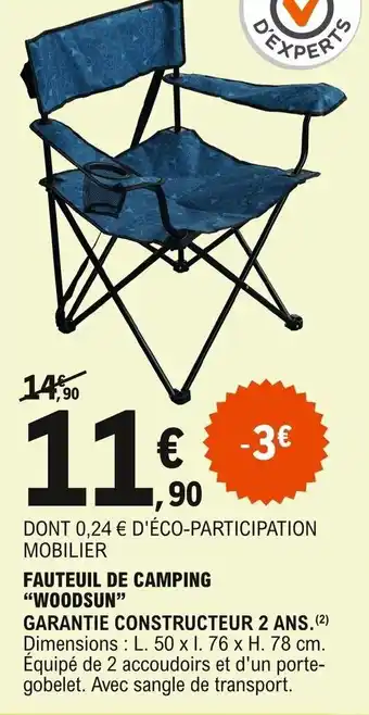E.Leclerc Fauteuil de Camping Woodsun offre