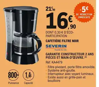 E.Leclerc Cafetière Filtre Noir offre