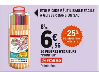 E.Leclerc Stabilo 20 Feutres d'écriture Point 88 offre