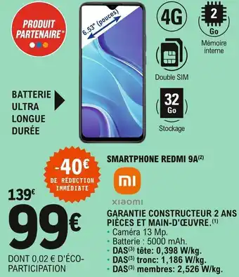 E.Leclerc Smartphone Redmi 9A offre