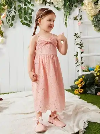 SheIn Fille robe à fines brides à nœud papillon à broderie anglaise offre