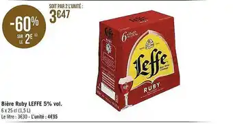 Casino Supermarchés Bière Ruby Leffe 5% Vol. -60% Sur Le 2e offre
