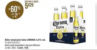 Casino Supermarchés Bière Mexicanine Extra Coroan 4.5% Vol. -60% Sur Le 2e offre