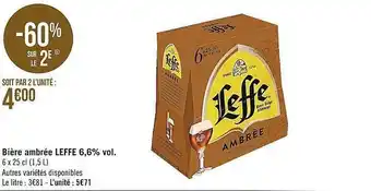 Casino Supermarchés Bière Ambrée Leffe 6.6% Vol. -60% Sur Le 2e offre