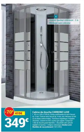 Bricorama Cabine De Douche Carbone Luxe offre