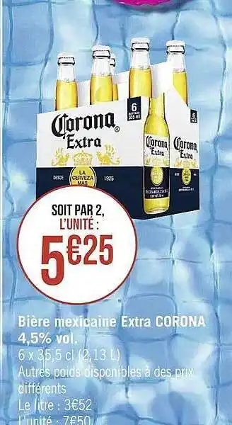 Casino Supermarchés Bière Mexicaine Extra Corona offre