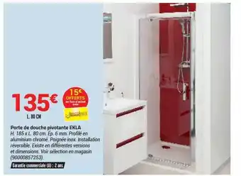 Bricorama Porte De Douche Pivotante Ekla offre