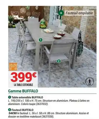 Bricorama Table Extensible Buffalo Fauteuil Buffalo offre