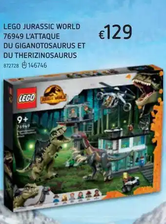 Dreamland Lego Jurassic World 76949 L'attaque Du Giganotosaurus Et Du Therizinosaurus offre