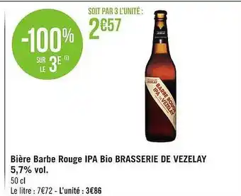 Géant Casino Bière Barbe Rouge Ipa Bio Brasserie De Vezelay offre