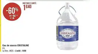Géant Casino Eau De Source Cristaline offre