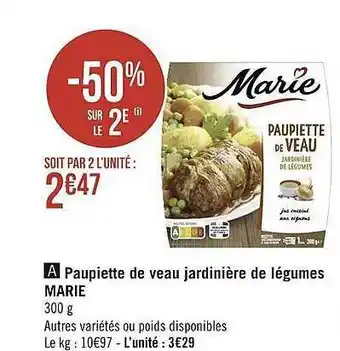 Géant Casino Paupiette De Veau Jardinière De Légumes Marie offre
