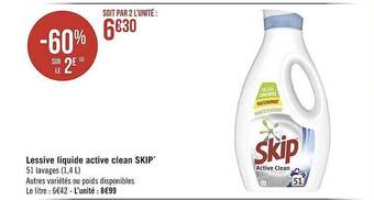 Géant Casino Lessive Liquide Active Clean Skip offre