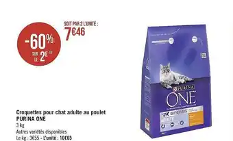 Géant Casino Croquettes Pour Chat Adulte Au Poulet Purina One -60% Sur Le 2e offre