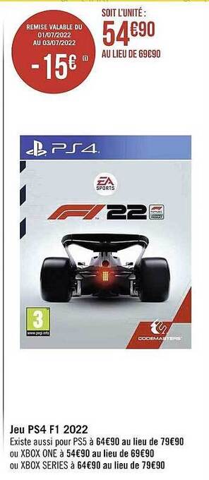 Géant Casino Jeu Ps4 F1 2022 offre