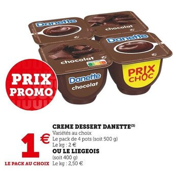 U Express Danette creme dessert offre
