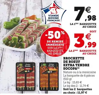 U Express Socopa brochette de boeuf extra tendre offre