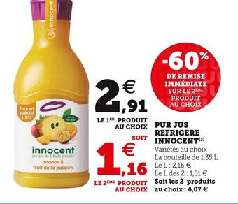 U Express Innocent pur jus refrigere offre