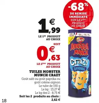 U Express Monster munch tuiles crazy offre