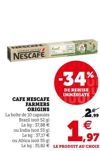 U Express Nescafé cafe farmers origins offre