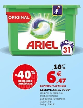 U Express Ariel lessive pods* offre