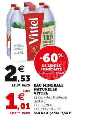 U Express Vittel eau minerale naturelle offre