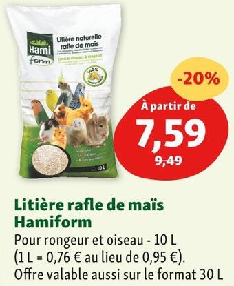 Maxi Zoo Hamiform litière rafle de maïs offre