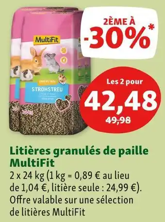 Maxi Zoo Multifit litières granulés de paille offre