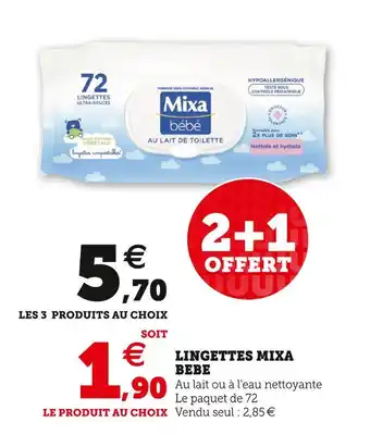 Super U Mixa bébé lingettes bebe offre