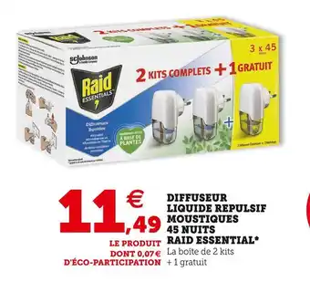 Super U Raid essential diffuseur liquide repulsif moustiques 45 nuits offre
