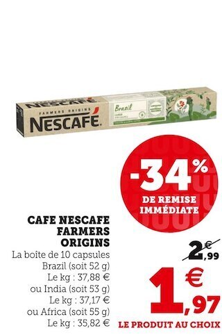 Super U Nescafé cafe farmers origins offre