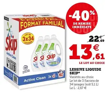 Super U Skip lessive liquide * offre