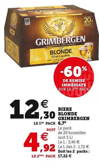 Super U Grimbergen biere blonde 6,7° offre