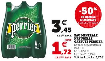 Super U Perrier eau minerale naturelle gazeuse offre