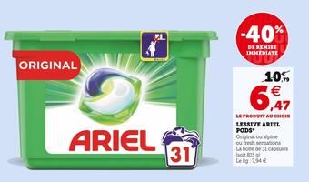 Super U Ariel lessive pods* offre