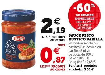 Super U Barilla sauce pesto rustico offre
