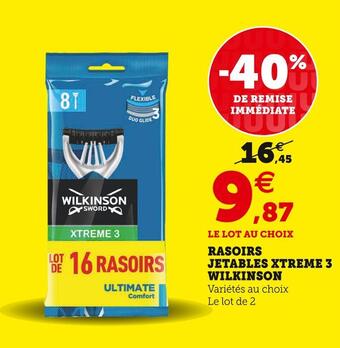 Super U Wilkinson rasoirs jetables xtreme 3 offre