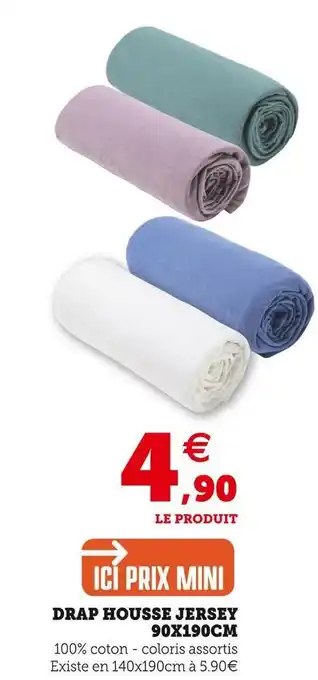 Super U Drap housse jersey 90x190cm offre