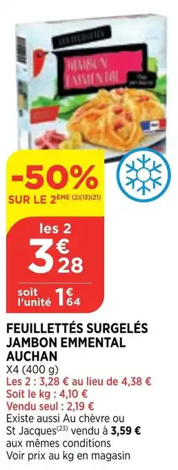 Bi1 Feuilletés Surgelés Jambon Emmental Auchan offre